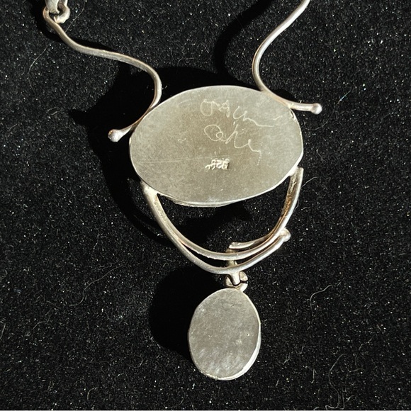 Vintage Unique Roman Glass and Opal Sterling Silver Necklace on Ball Chain - Picture 9 of 14